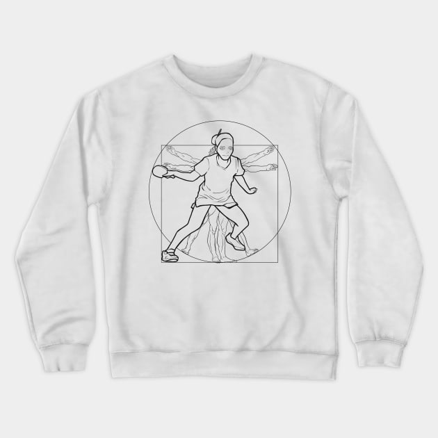 Ping Pong Table Tennis Vintage Vitruvian Man Woman Retro Crewneck Sweatshirt by TellingTales